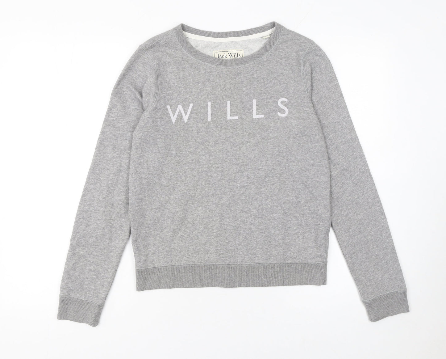 Jack Wills Women Grey UK 8 Crew Neck Pullover Sweatshirt