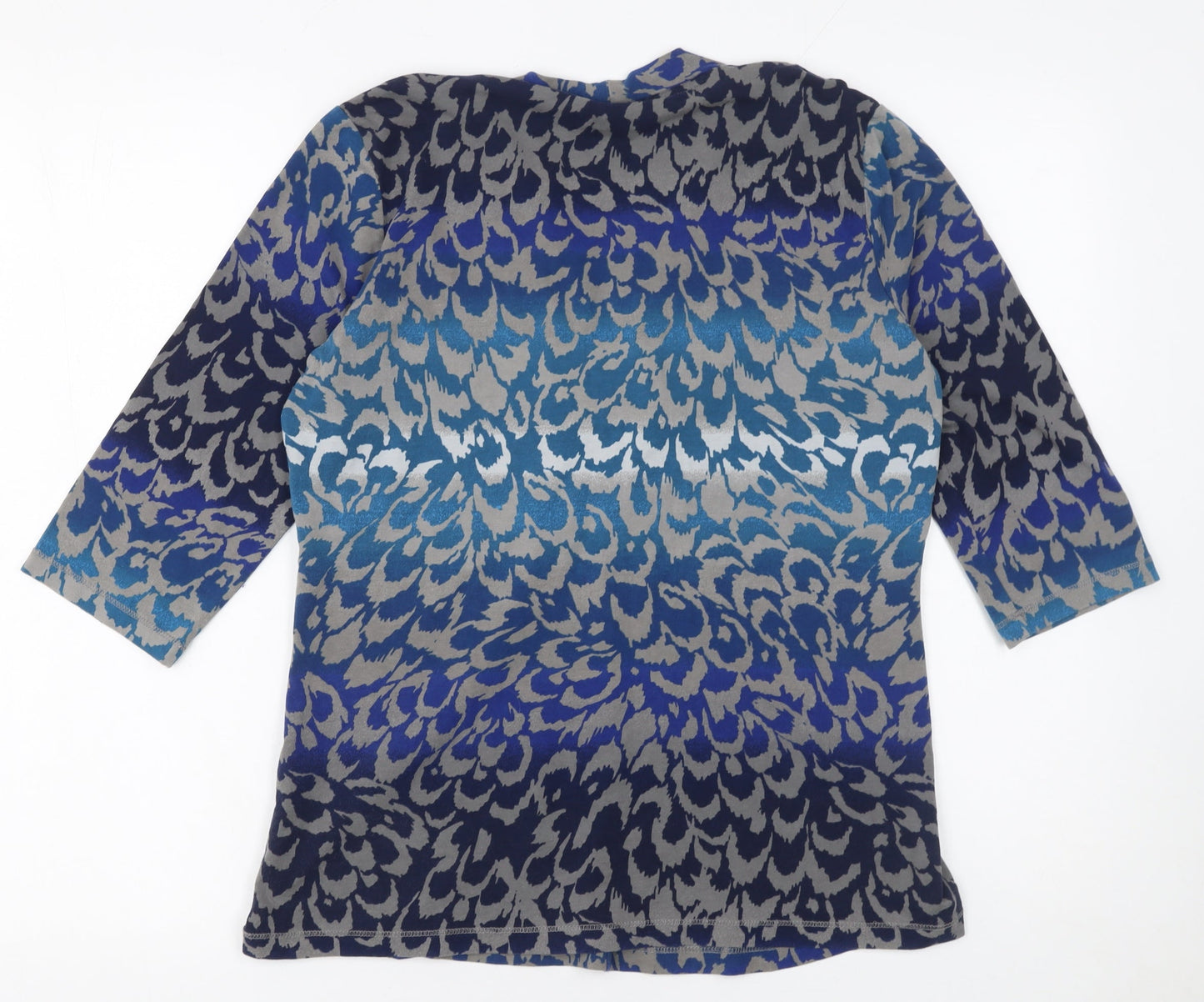 Olsen Womens Blue Animal Print 3/4 Sleeve Tunic Blouse Size 16