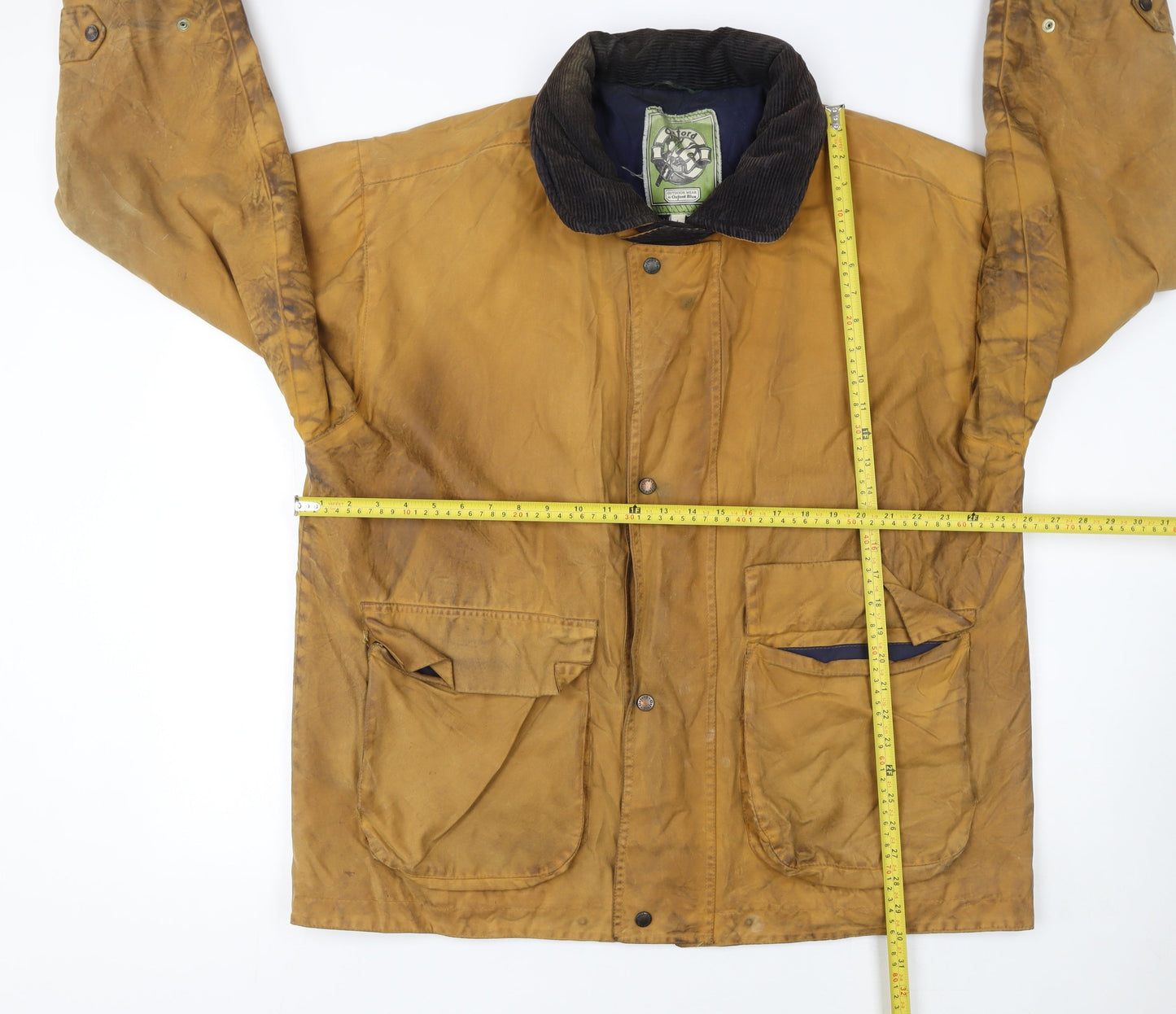 Oxford Blue Men's Brown Waxed Cotton Mid-Length Outdoor Coat L