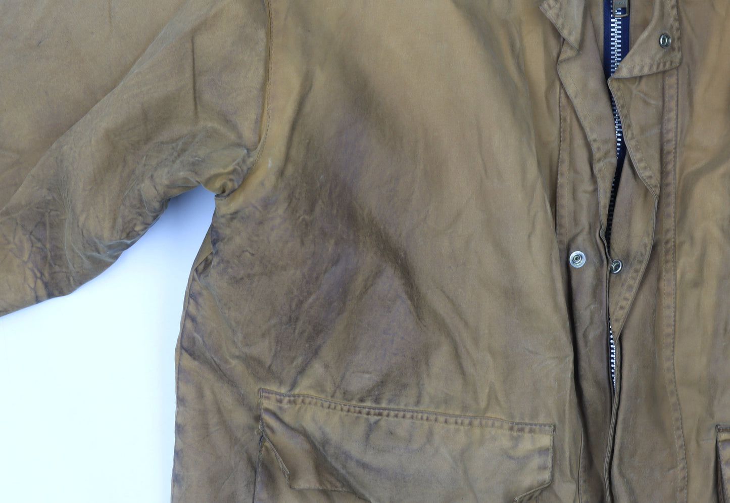Oxford Blue Men's Brown Waxed Cotton Mid-Length Outdoor Coat L