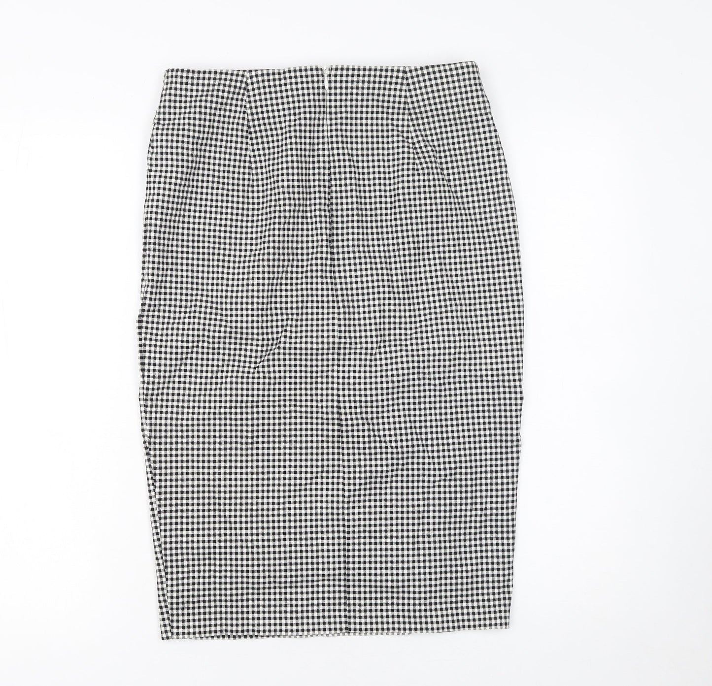 New Look Womens Black Check Pencil Skirt Size 12 High Waist Jersey