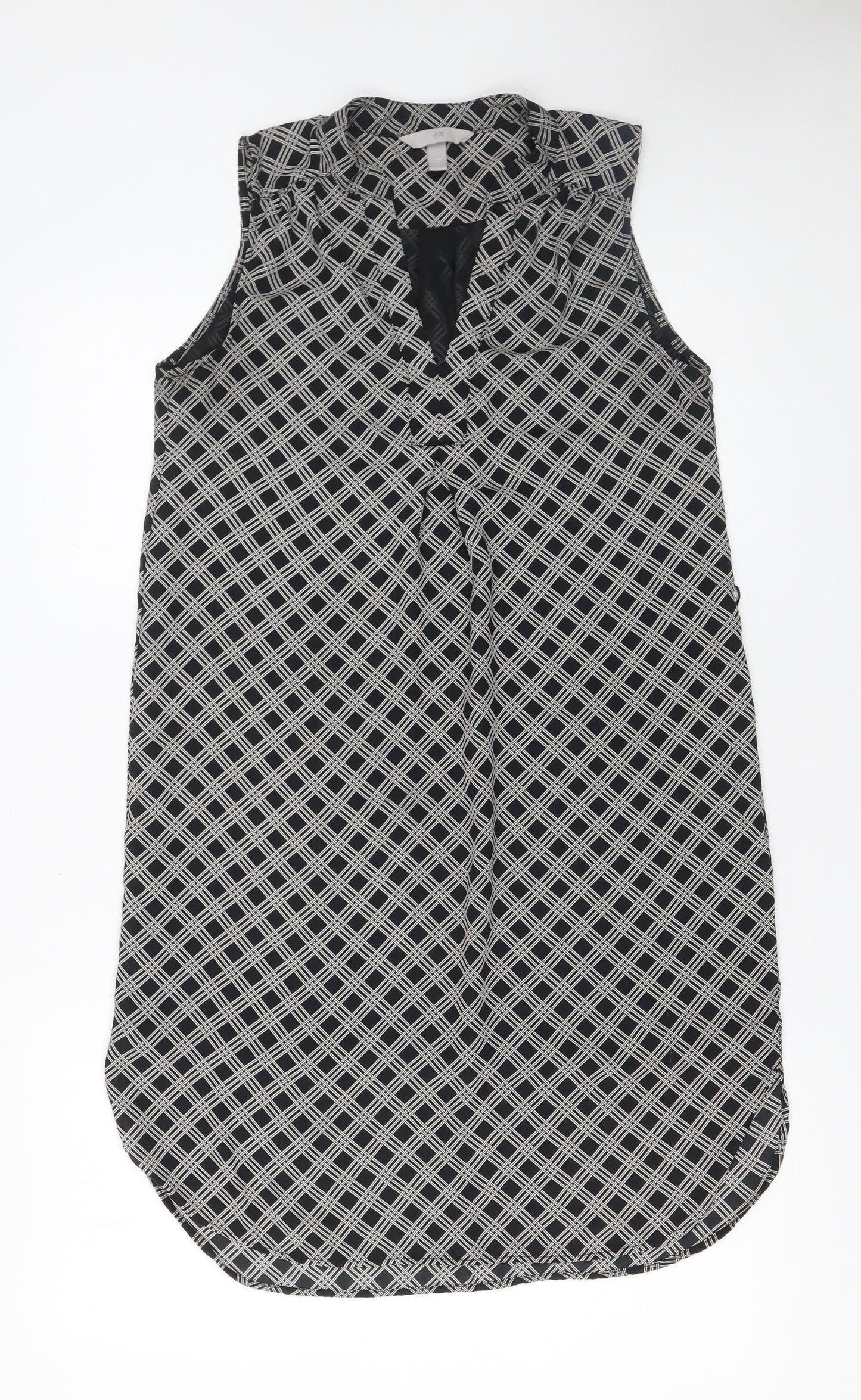 H&M Women’s Black Geometric Sleeveless Shift Dress Size 8