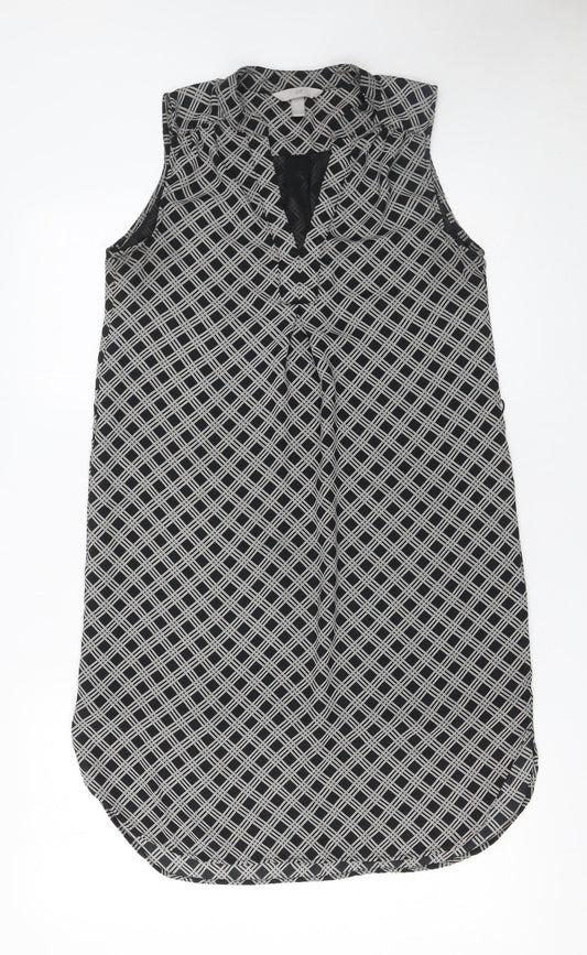 H&M Women’s Black Geometric Sleeveless Shift Dress Size 8