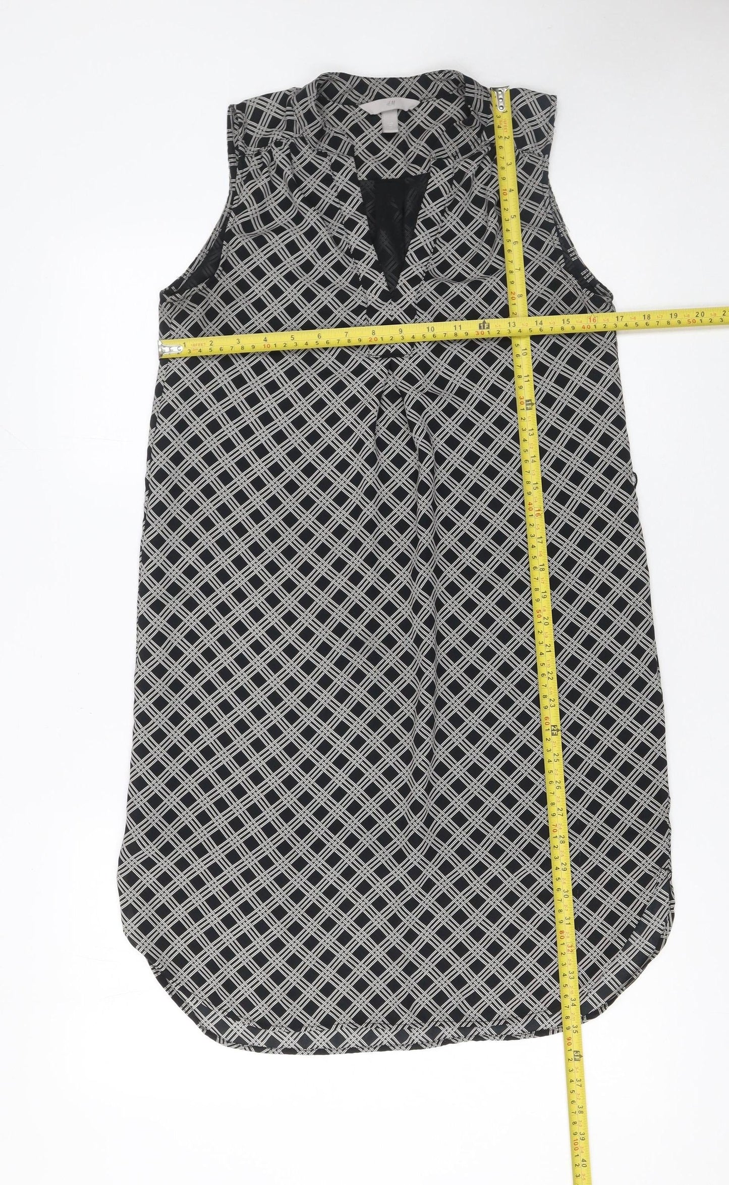 H&M Women’s Black Geometric Sleeveless Shift Dress Size 8
