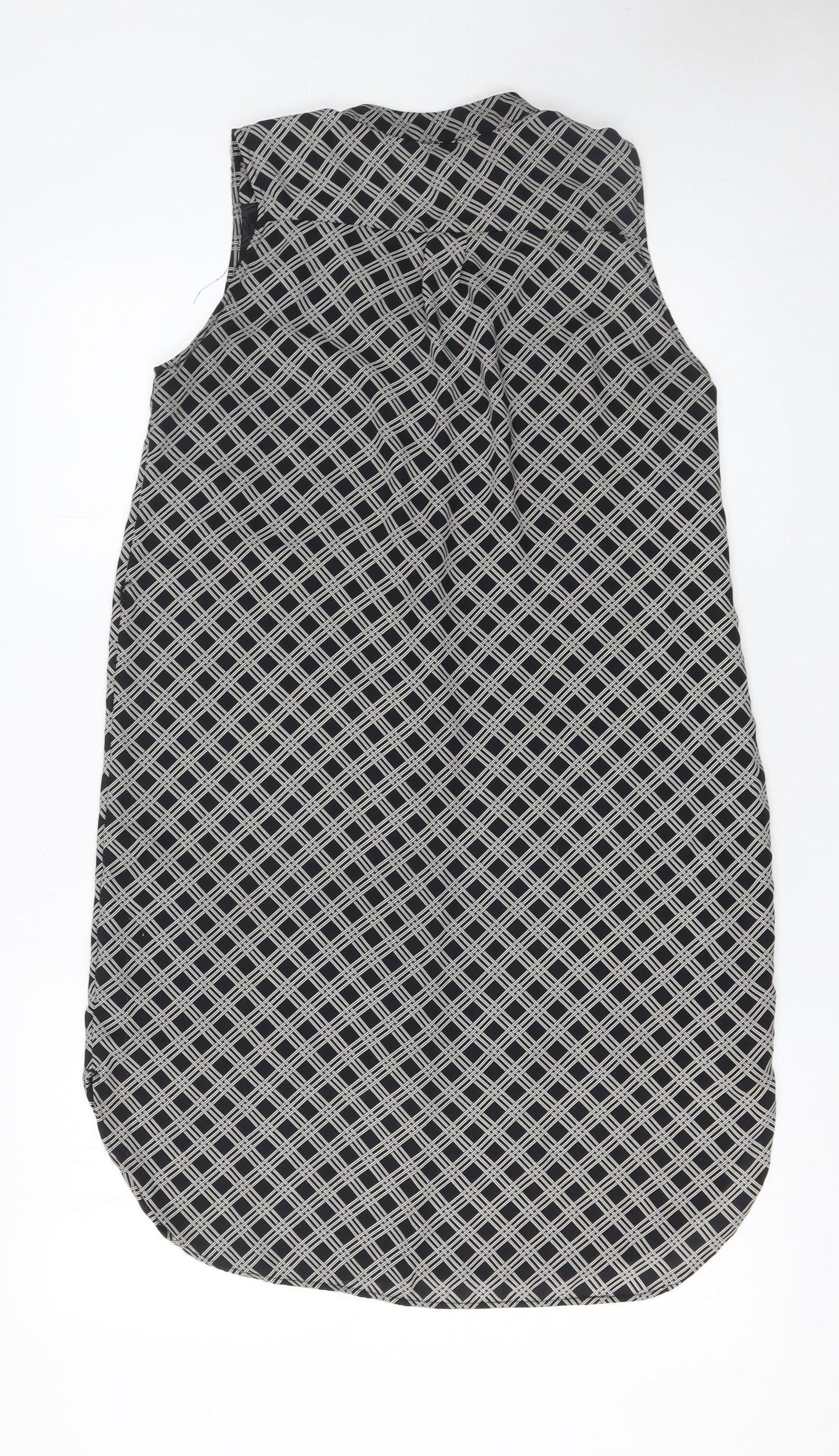H&M Women’s Black Geometric Sleeveless Shift Dress Size 8