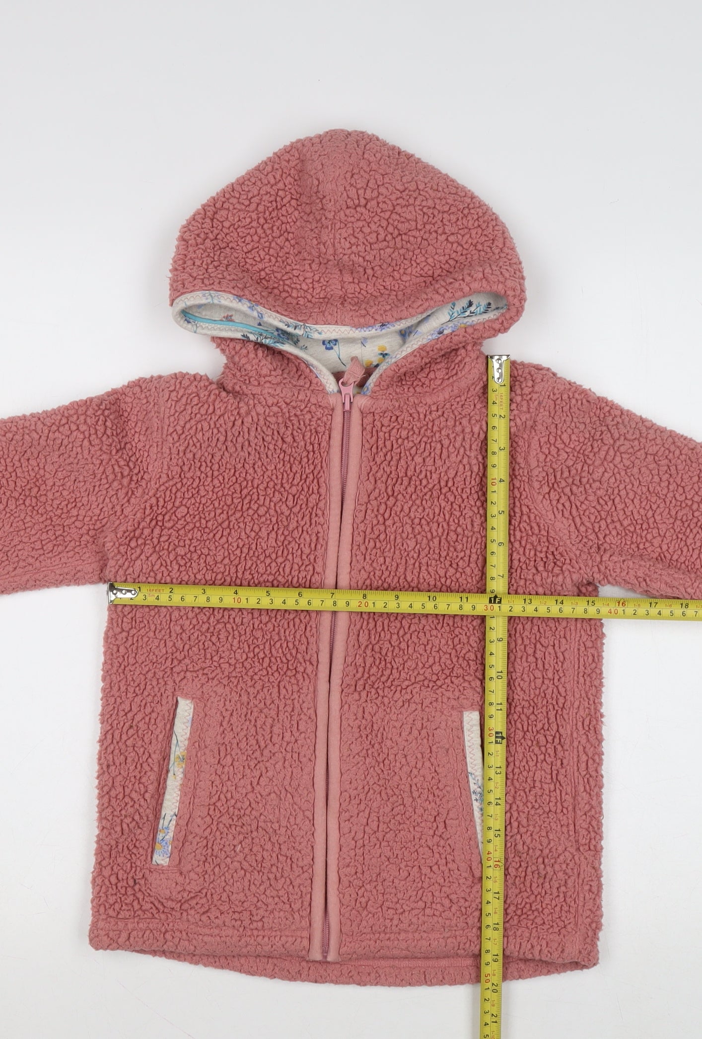 FatFace Girls Pink Fleece Full Zip Hooded Hoodie 8-9 Years with Animal Design