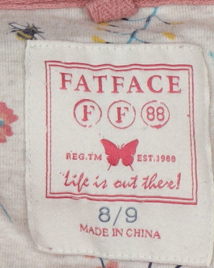 FatFace Girls Pink Fleece Full Zip Hooded Hoodie 8-9 Years with Animal Design