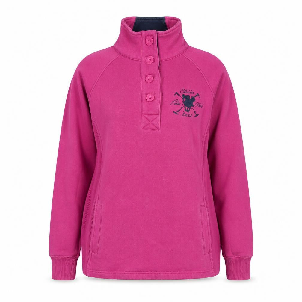 Chukka Women's Pink Cotton Pullover Sweatshirt UK 8 Polo Style