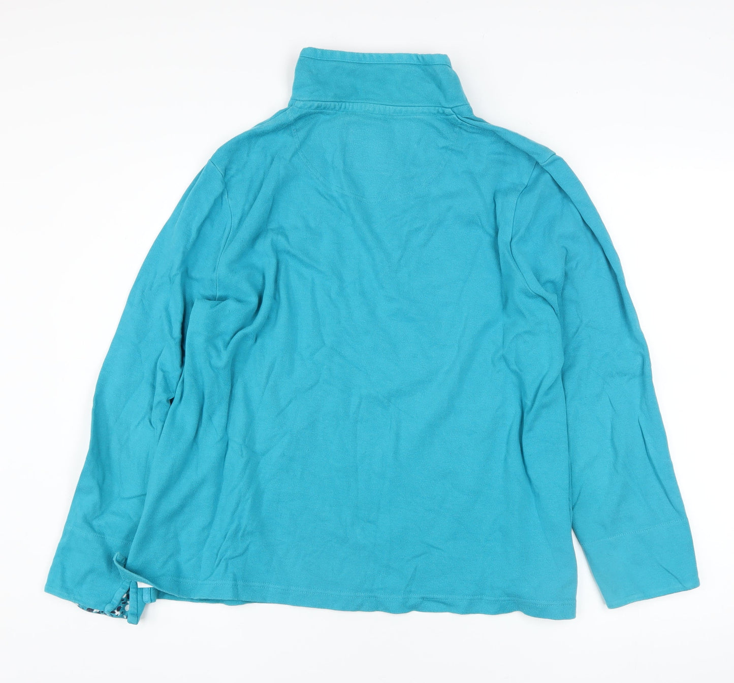 Dash Women Blue 1/4 Zip High Neck Cotton Jumper Size 18