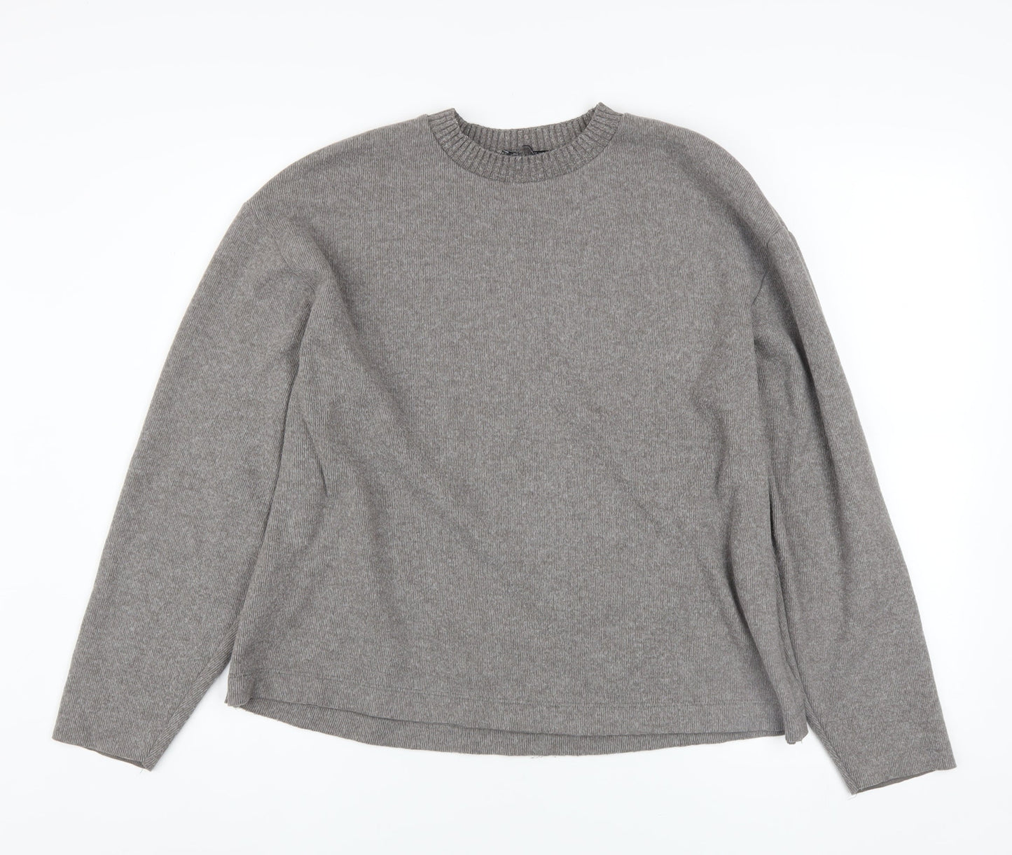Zara Women Grey Crew Neck Long Sleeve Pullover Jumper Size 12