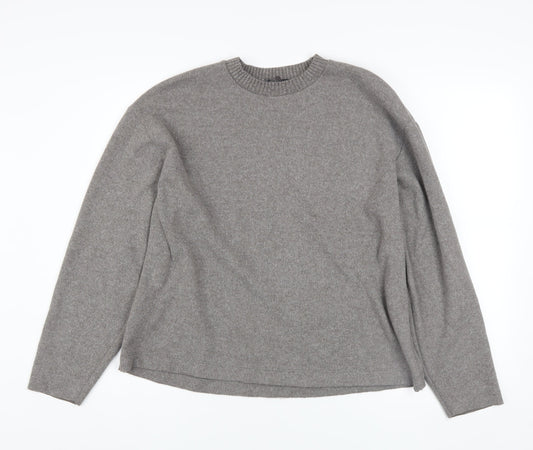 Zara Women Grey Crew Neck Long Sleeve Pullover Jumper Size 12