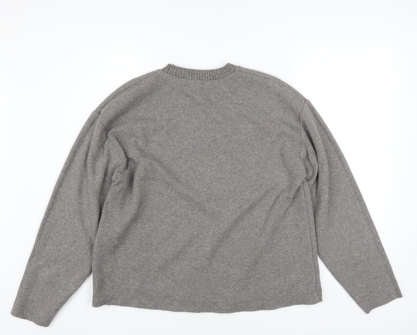 Zara Women Grey Crew Neck Long Sleeve Pullover Jumper Size 12