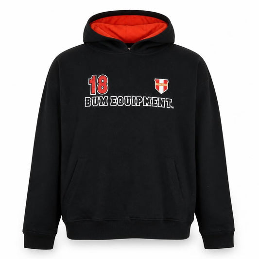 B.U.M. Equipment Men’s Black Pullover Hoodie L Retro College Logo
