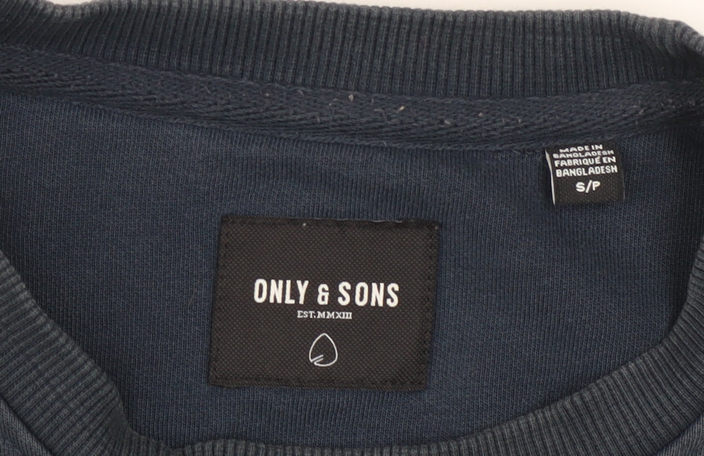 Only & Sons Men’s Blue Crew Neck Pullover Sweatshirt Size S