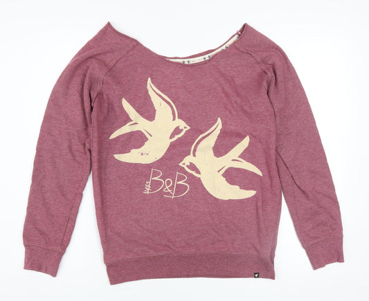 Blonde + Blonde Womens Purple Sweatshirt Size 10 Cotton Blend Bird Print