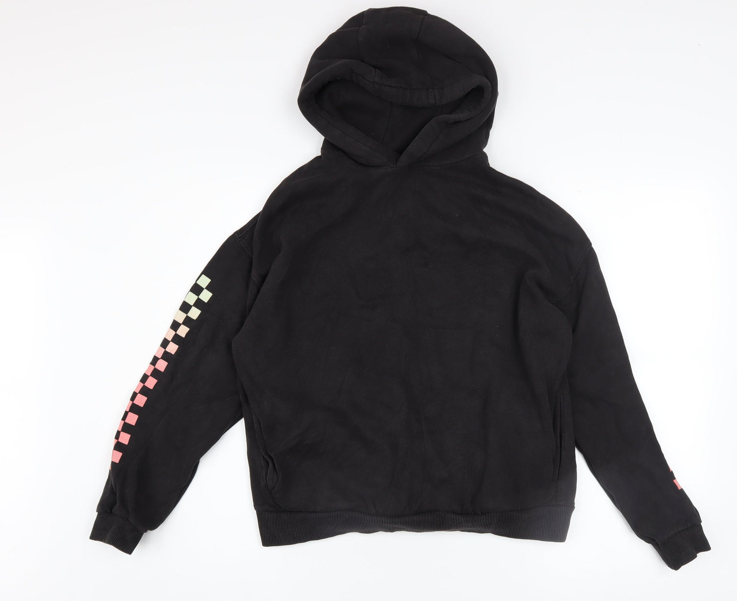 Marks and Spencer Boys Black Hoodie 13-14 Years Graphic Print Pullover