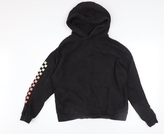 Marks and Spencer Boys Black Hoodie 13-14 Years Graphic Print Pullover