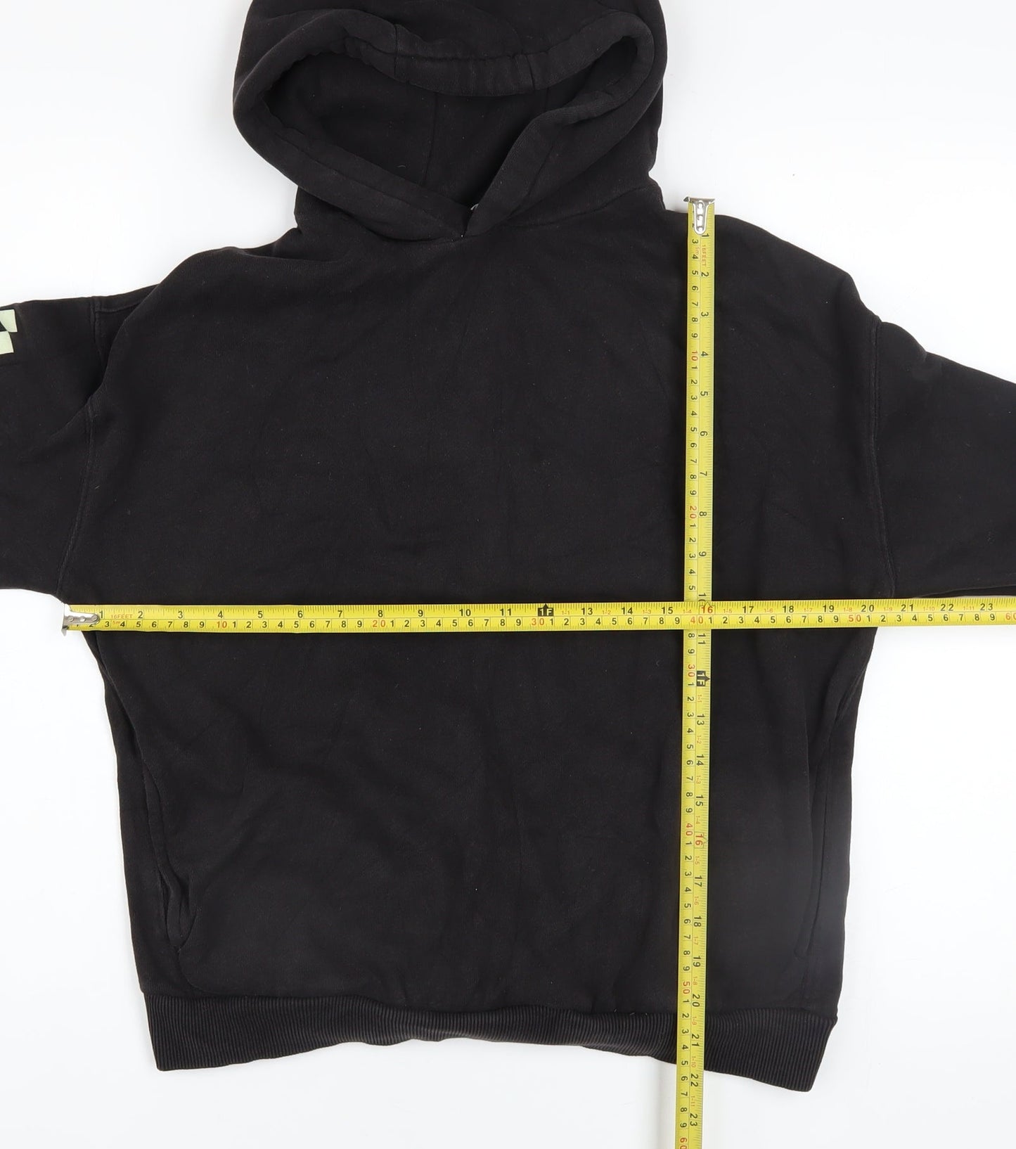 Marks and Spencer Boys Black Hoodie 13-14 Years Graphic Print Pullover