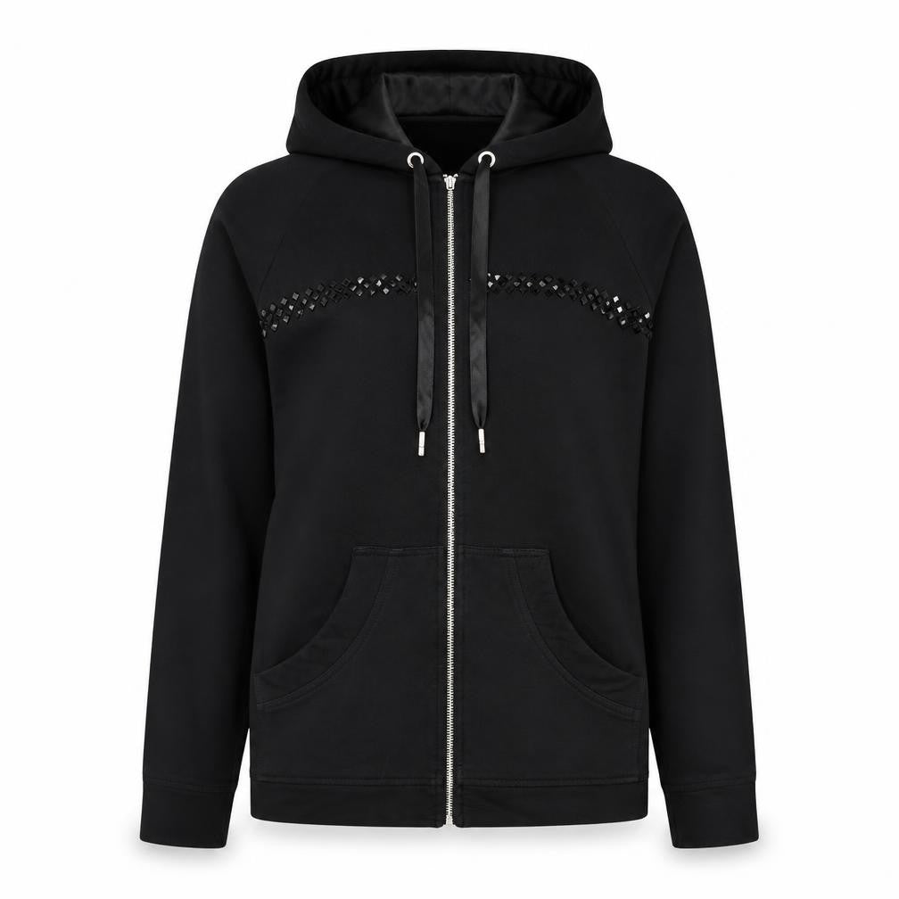 Punt Roma Women's Black Sequin Full Zip Hoodie Size S
