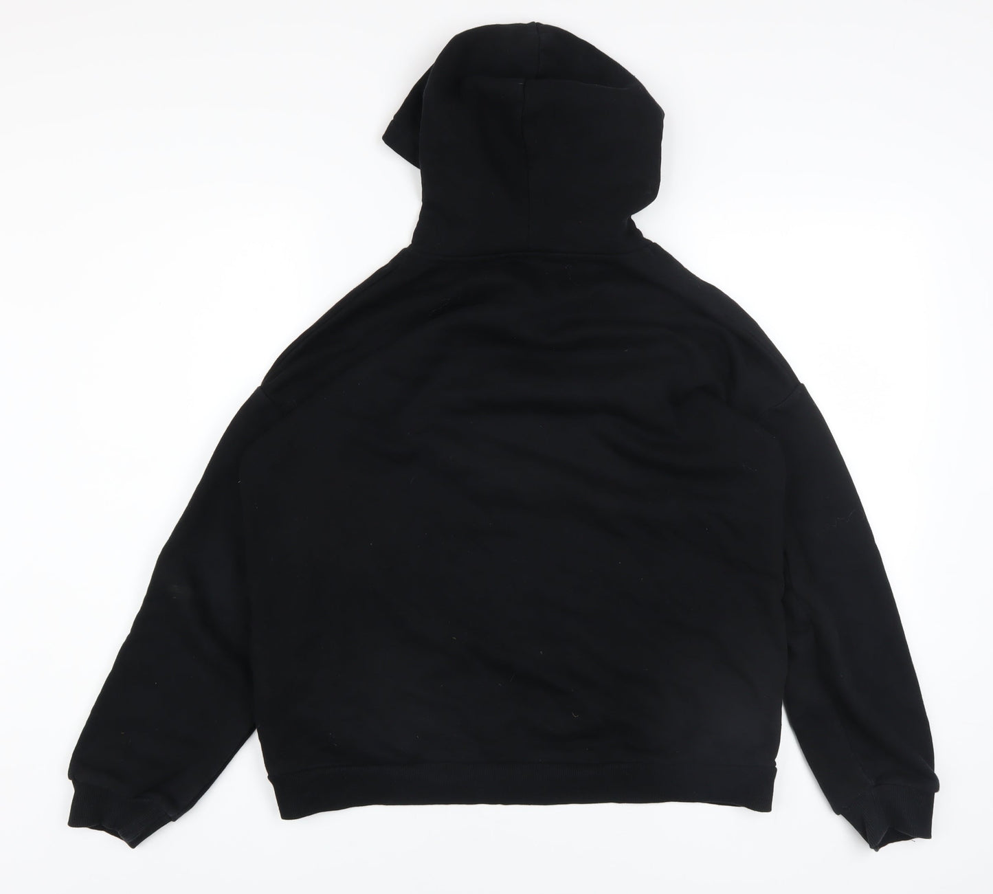 Marks and Spencer Boys Black Pullover Hoodie 13-14 Years Graphic Print Cotton Blend