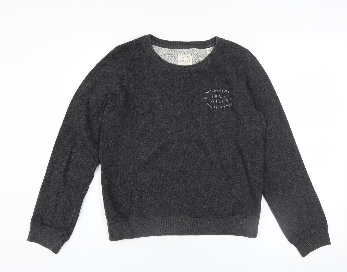 Jack Wills Women's Charcoal Grey Pullover Sweatshirt UK 6 Cotton