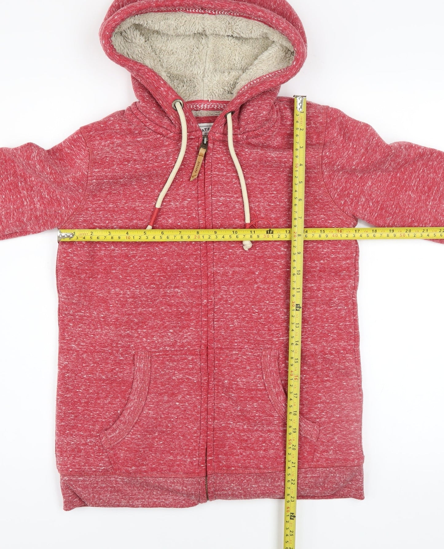 FatFace Women Red Full Zip Hoodie Sherpa Lined Size 8