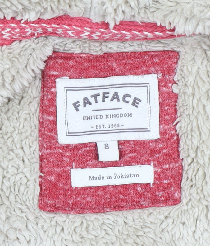 FatFace Women Red Full Zip Hoodie Sherpa Lined Size 8