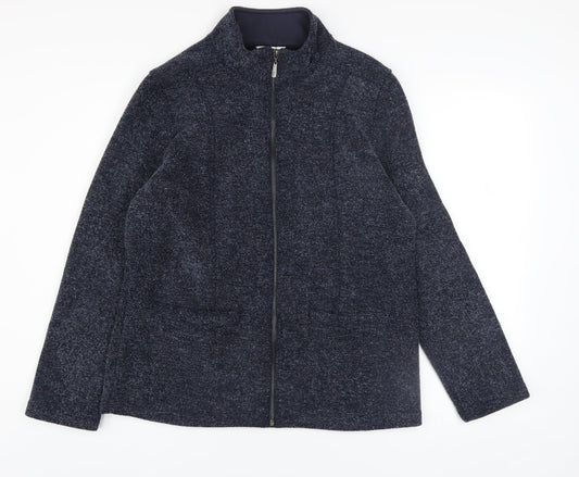 Marks and Spencer Women's Blue Full Zip High Neck Jumper Size 12