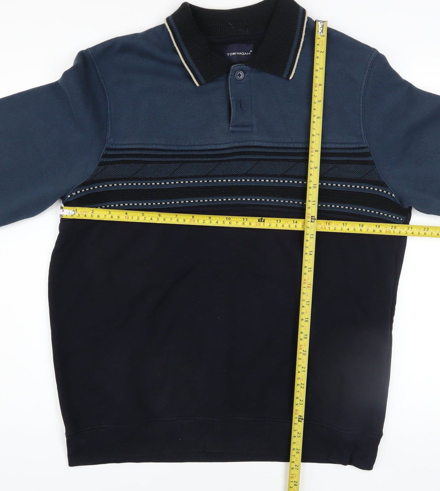 Tom Hagan Men's Blue Collared Henley Sweatshirt Size M