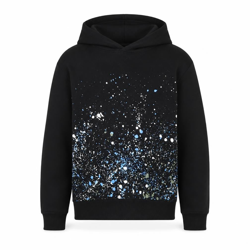 H&M Boys Black Hoodie 8-10 Years Pullover Graphic Print Cotton Blend