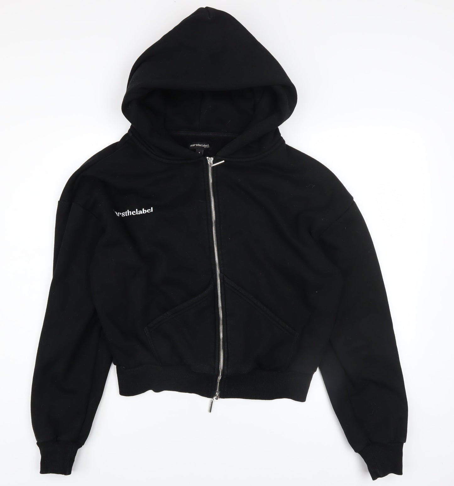 Mars The Label Women's Black Full Zip Hoodie Size S Polyester Cotton