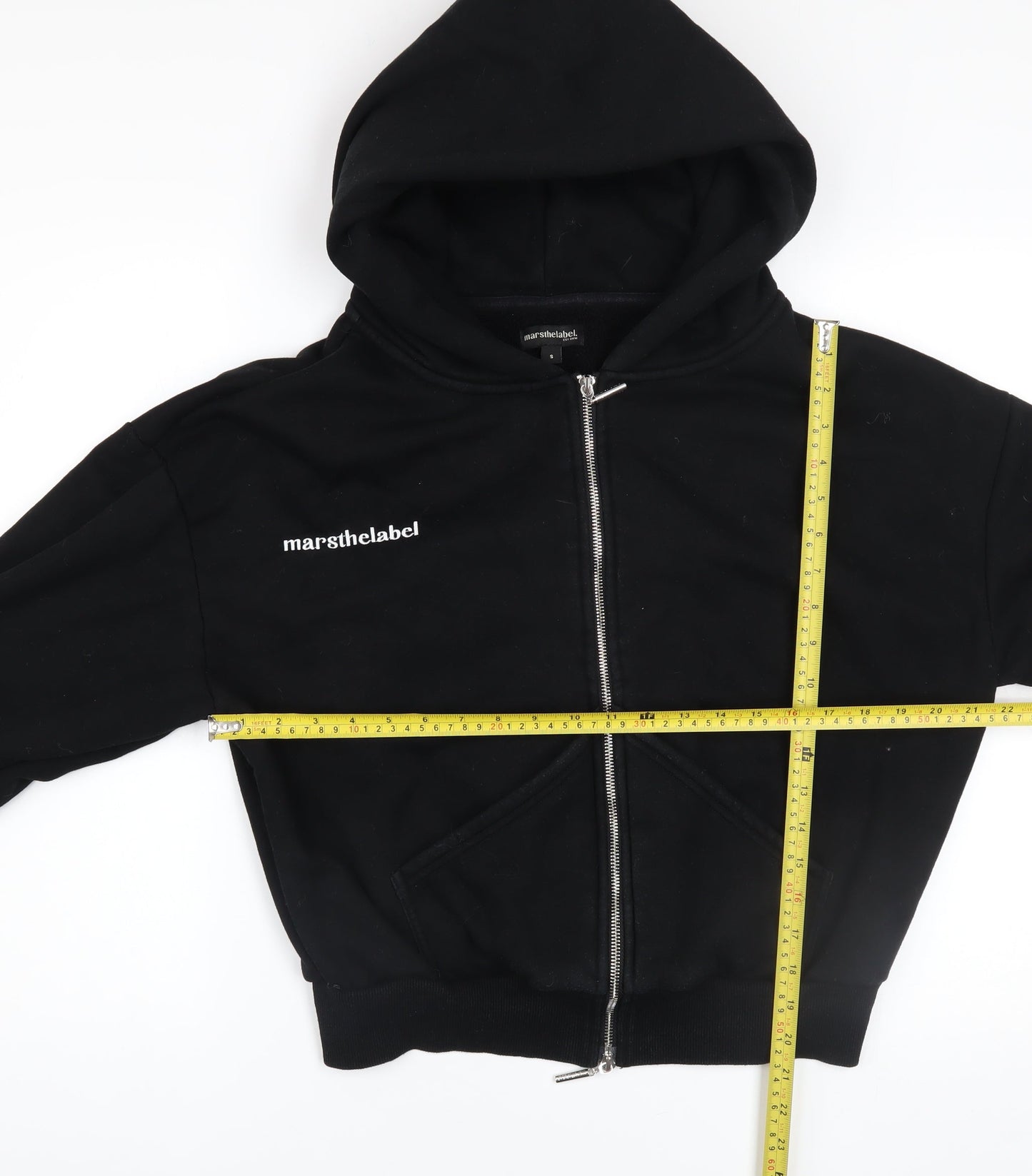 Mars The Label Women's Black Full Zip Hoodie Size S Polyester Cotton