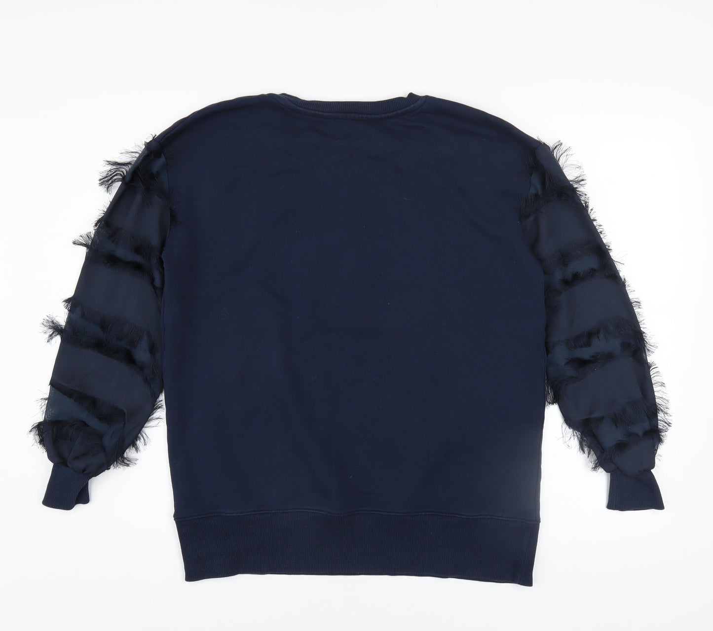 River Island Women Navy Blue Pullover Sweatshirt with Feather Detail Size S