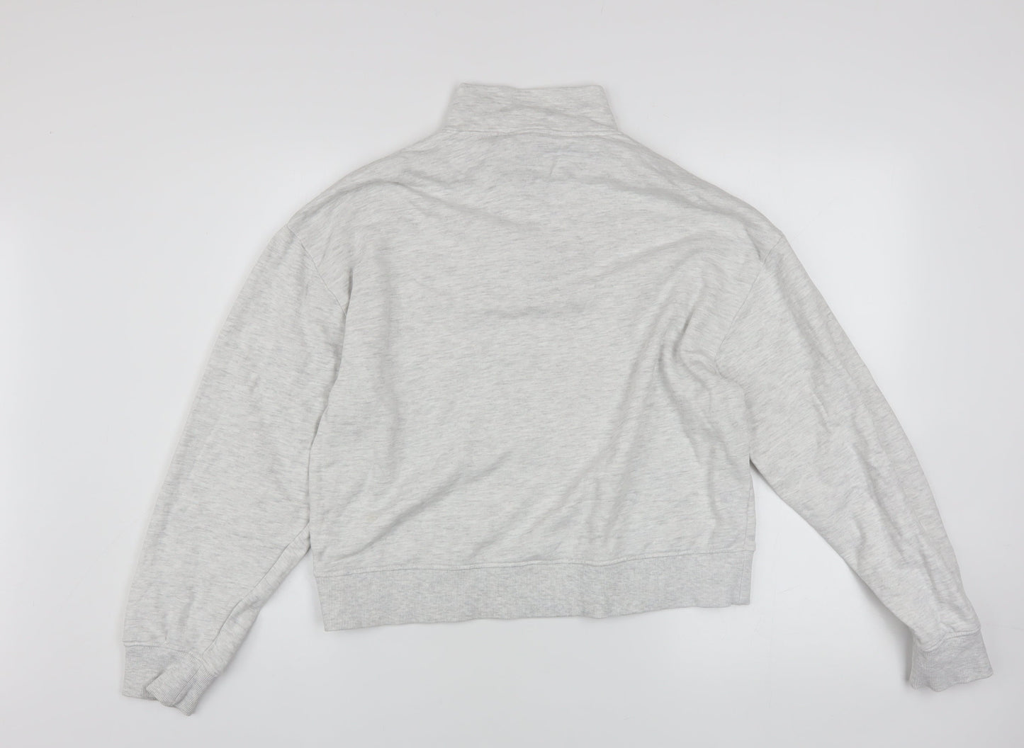 ASOS Design Women Grey 1/2 Zip Sweatshirt UK 6 Cotton Blend