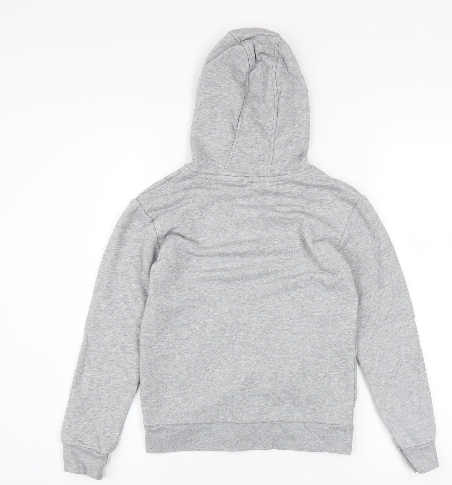 Adidas Boys Grey Pullover Hoodie 9-10 Years Cotton Blend Logo Sweatshirt