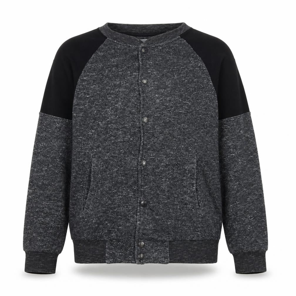 Elevenparis Womens Grey Black Cardigan Sweatshirt M Button Front Cotton Blend