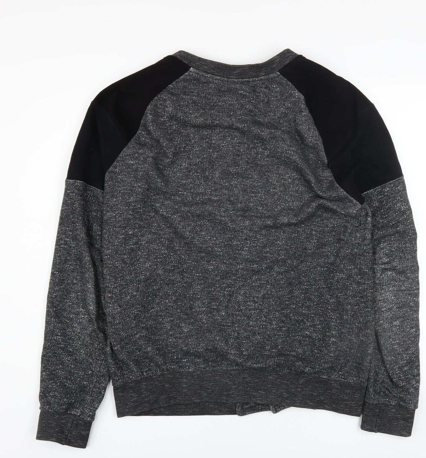 Elevenparis Womens Grey Black Cardigan Sweatshirt M Button Front Cotton Blend
