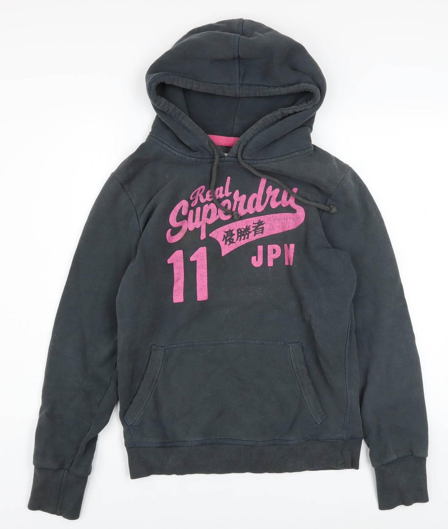 Superdry Women's Black Pullover Hoodie Size L Graphic Print