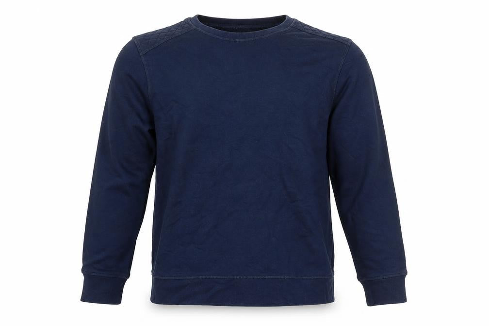 River Island Men's Blue Quilted Shoulder Crew Neck Sweatshirt M