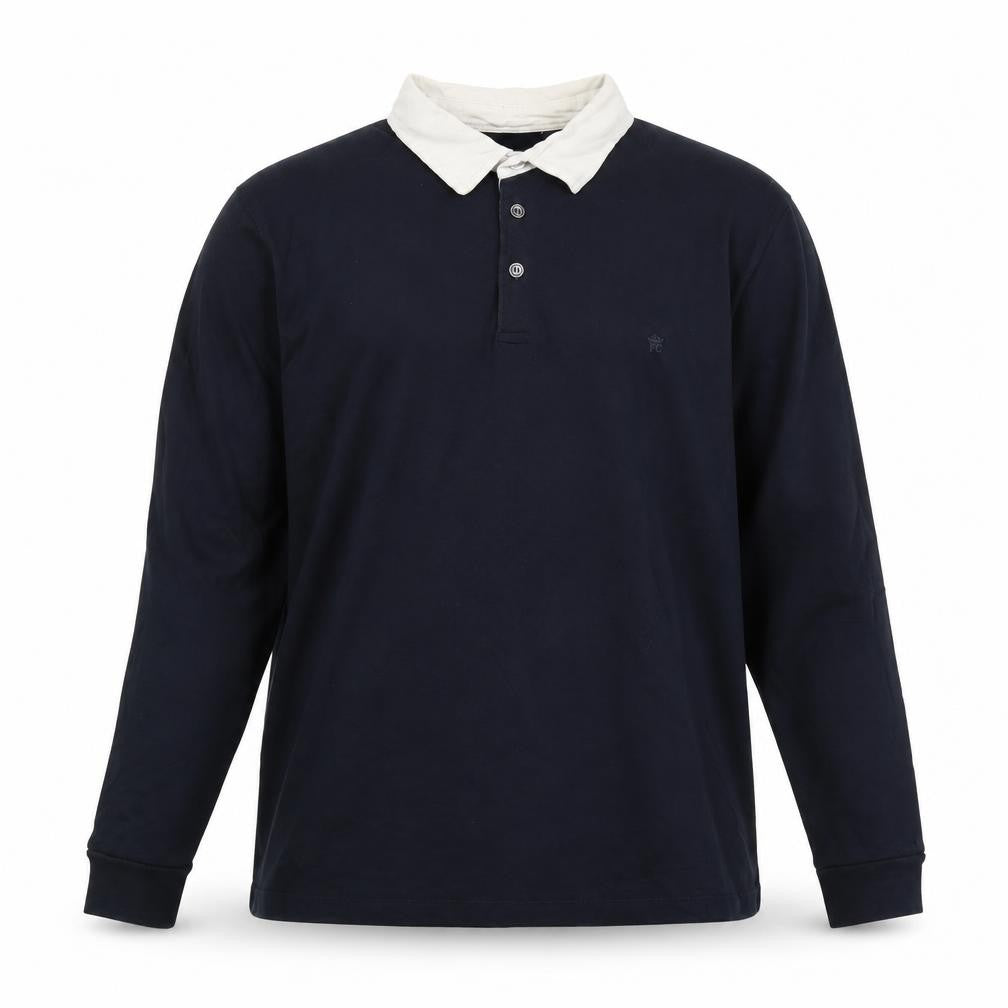 French Connection Men's Blue Collared Henley Sweatshirt XL