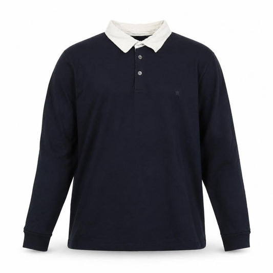 Front view of French Connection Men's Blue Collared Henley Sweatshirt XL