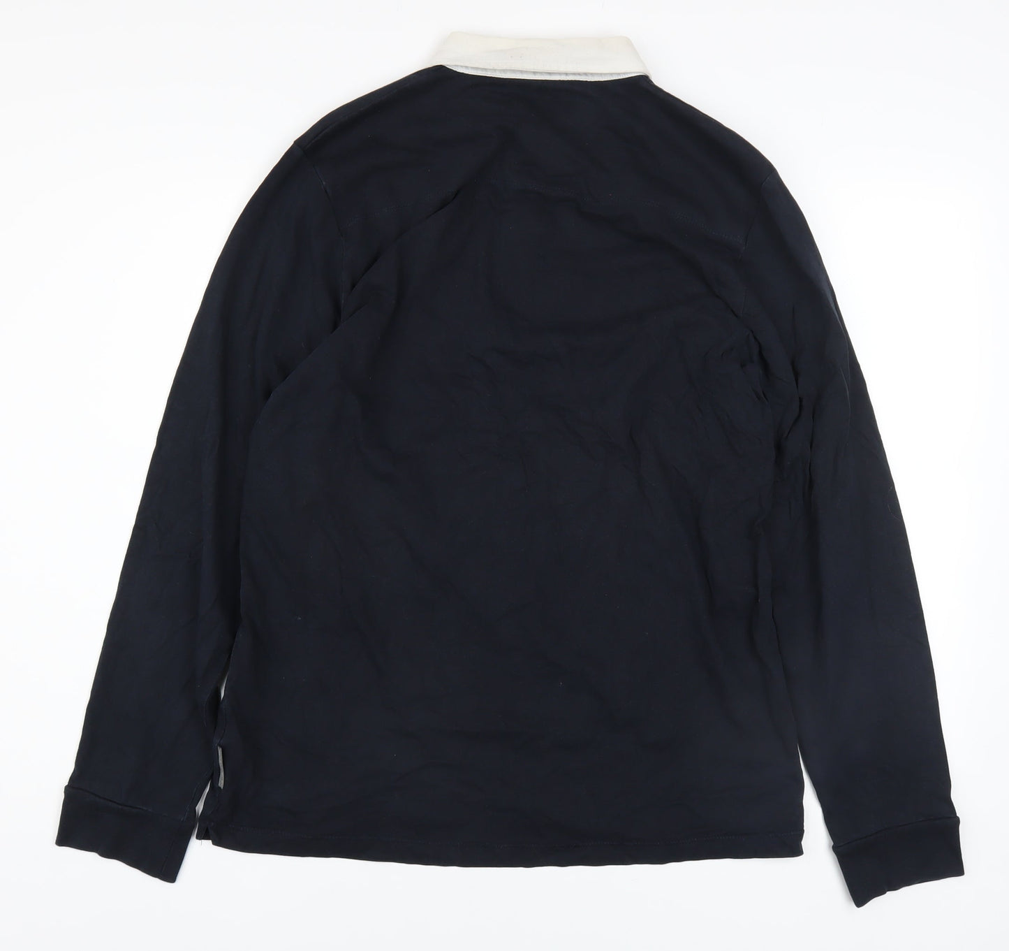 French Connection Men's Blue Collared Henley Sweatshirt XL