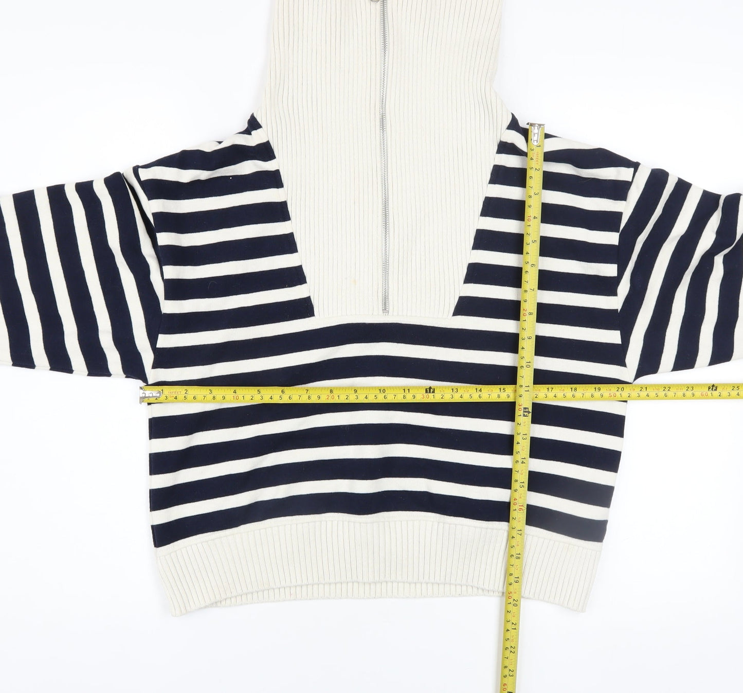Marks and Spencer Women’s Navy Striped Half Zip Pullover Sweatshirt Size S