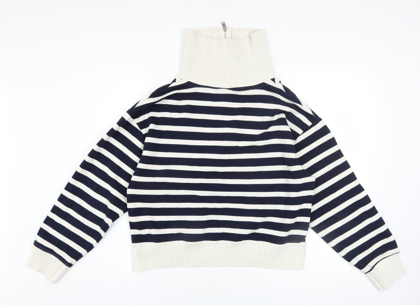 Marks and Spencer Women’s Navy Striped Half Zip Pullover Sweatshirt Size S
