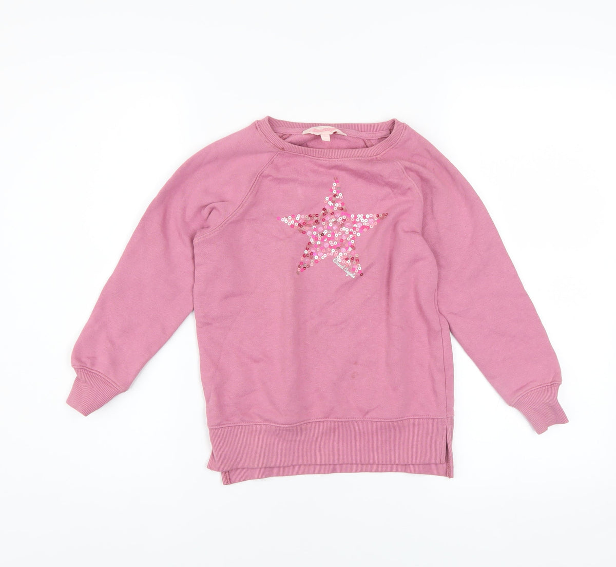 Board Angels Girls Pink Sequin Star Pullover Sweatshirt 7-8 Years