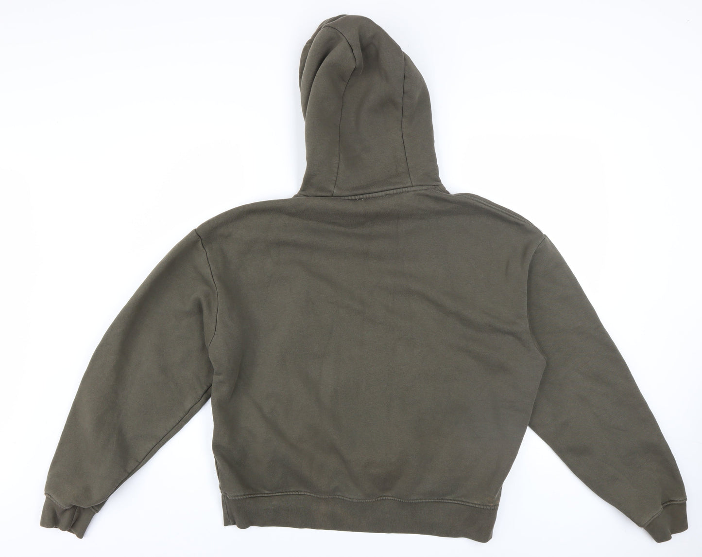 Zara Womens Khaki Green Pullover Hoodie M Cotton Blend Casual