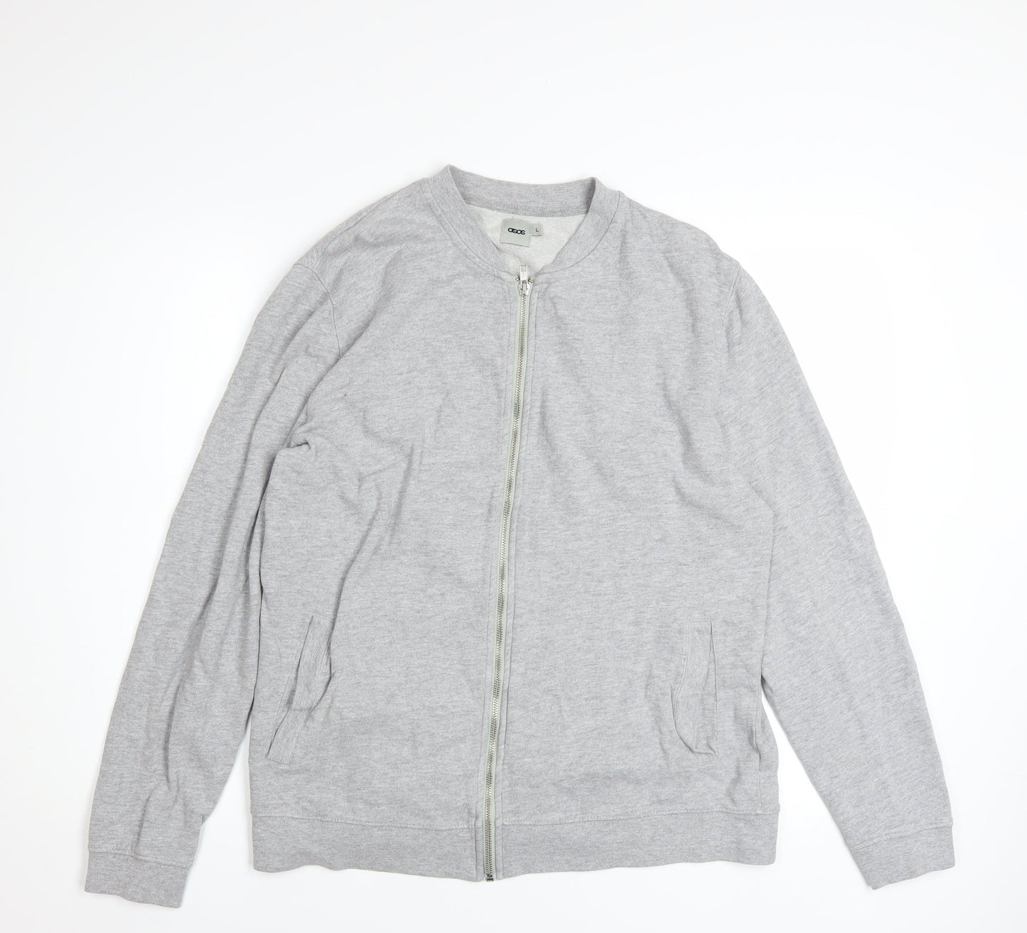 ASOS Mens Grey Full Zip Cotton Sweatshirt Jacket L Regular