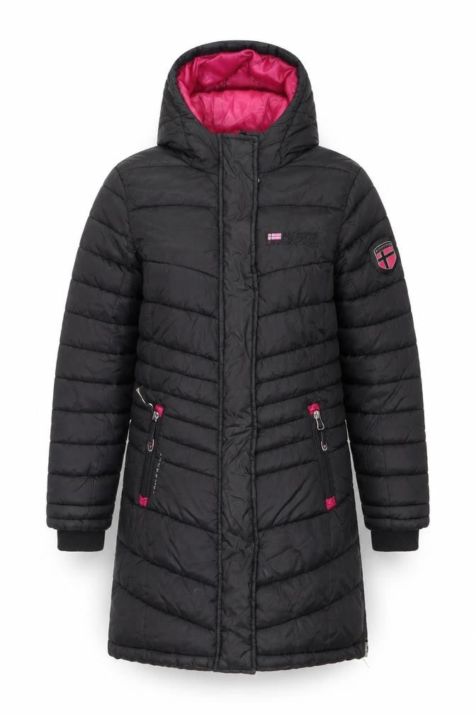 Geographical Norway Girls Black 8 Years Hooded Puffer Coat Winter Jacket