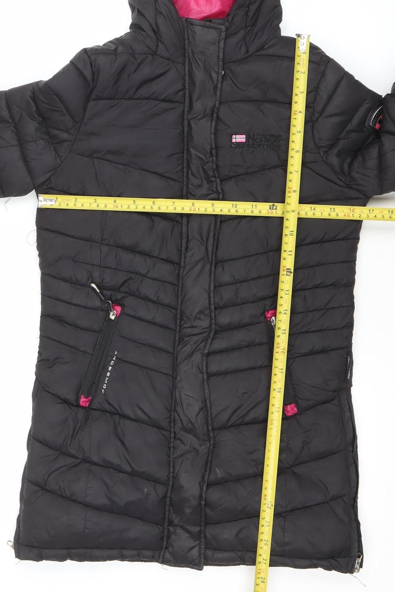 Geographical Norway Girls Black 8 Years Hooded Puffer Coat Winter Jacket