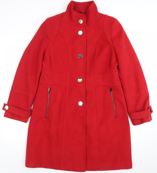 Wallis Women’s Red Mid-Length Belted Overcoat Size 14